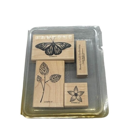 Lot of 4 Stampin up Gods Beauty Wood Rubber Stamps Nature Butterflies Flowers - Picture 13 of 13